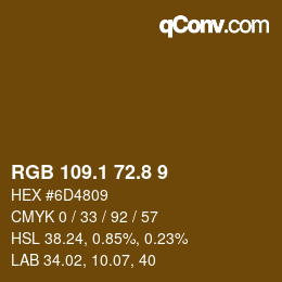 Color code: RGB 109.1 72.8 9 | qconv.com