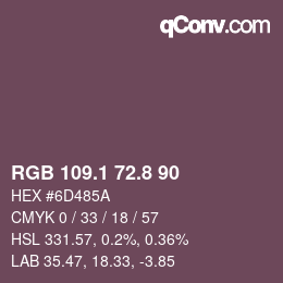 Color code: RGB 109.1 72.8 90 | qconv.com