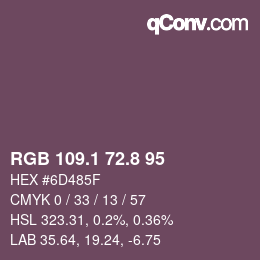 Color code: RGB 109.1 72.8 95 | qconv.com