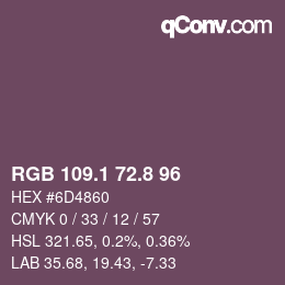 Color code: RGB 109.1 72.8 96 | qconv.com