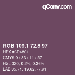 Code couleur: RGB 109.1 72.8 97 | qconv.com