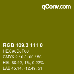 カラーコード: RGB 109.3 111 0 | qconv.com