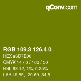 カラーコード: RGB 109.3 126.4 0 | qconv.com