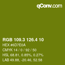 カラーコード: RGB 109.3 126.4 10 | qconv.com