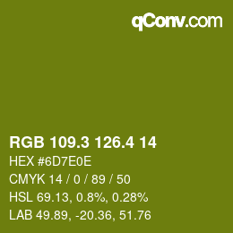 カラーコード: RGB 109.3 126.4 14 | qconv.com