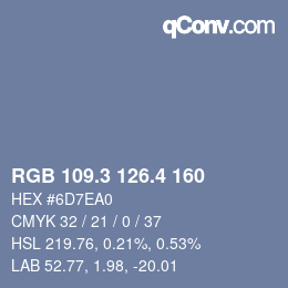 カラーコード: RGB 109.3 126.4 160 | qconv.com