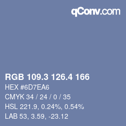 カラーコード: RGB 109.3 126.4 166 | qconv.com