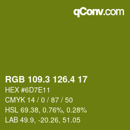 カラーコード: RGB 109.3 126.4 17 | qconv.com