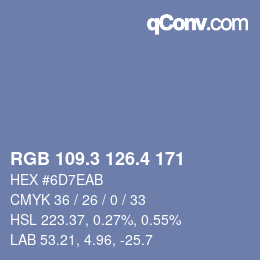 カラーコード: RGB 109.3 126.4 171 | qconv.com