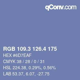 カラーコード: RGB 109.3 126.4 175 | qconv.com