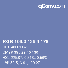 カラーコード: RGB 109.3 126.4 178 | qconv.com