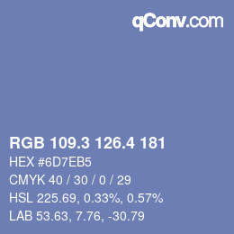 カラーコード: RGB 109.3 126.4 181 | qconv.com