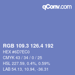 カラーコード: RGB 109.3 126.4 192 | qconv.com
