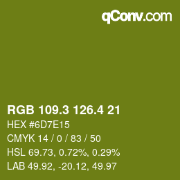 カラーコード: RGB 109.3 126.4 21 | qconv.com