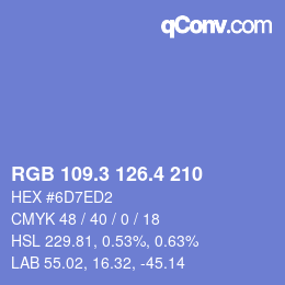 カラーコード: RGB 109.3 126.4 210 | qconv.com