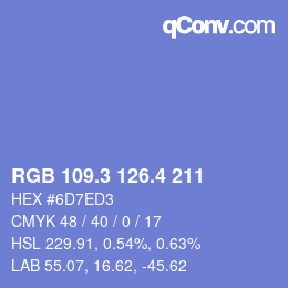カラーコード: RGB 109.3 126.4 211 | qconv.com