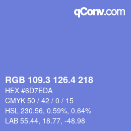 カラーコード: RGB 109.3 126.4 218 | qconv.com