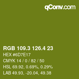 カラーコード: RGB 109.3 126.4 23 | qconv.com
