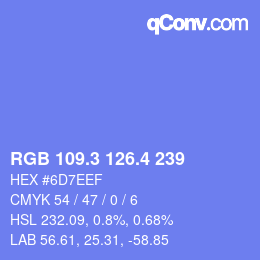 カラーコード: RGB 109.3 126.4 239 | qconv.com