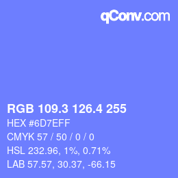 カラーコード: RGB 109.3 126.4 255 | qconv.com