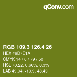 カラーコード: RGB 109.3 126.4 26 | qconv.com