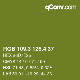 カラーコード: RGB 109.3 126.4 37 | qconv.com