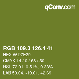 カラーコード: RGB 109.3 126.4 41 | qconv.com