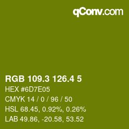 カラーコード: RGB 109.3 126.4 5 | qconv.com