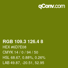 カラーコード: RGB 109.3 126.4 8 | qconv.com