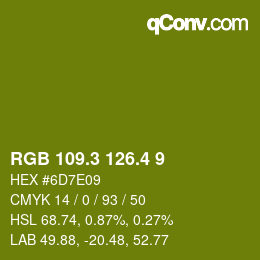 カラーコード: RGB 109.3 126.4 9 | qconv.com