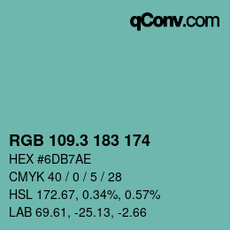 カラーコード: RGB 109.3 183 174 | qconv.com