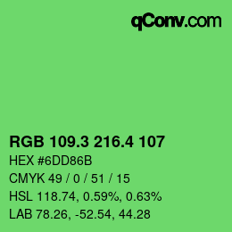 カラーコード: RGB 109.3 216.4 107 | qconv.com