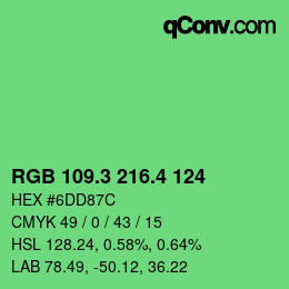 カラーコード: RGB 109.3 216.4 124 | qconv.com