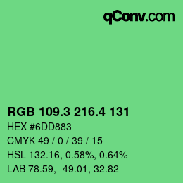 カラーコード: RGB 109.3 216.4 131 | qconv.com
