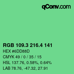 カラーコード: RGB 109.3 216.4 141 | qconv.com
