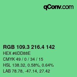 カラーコード: RGB 109.3 216.4 142 | qconv.com