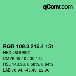 カラーコード: RGB 109.3 216.4 151 | qconv.com