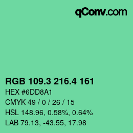 カラーコード: RGB 109.3 216.4 161 | qconv.com
