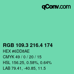 カラーコード: RGB 109.3 216.4 174 | qconv.com