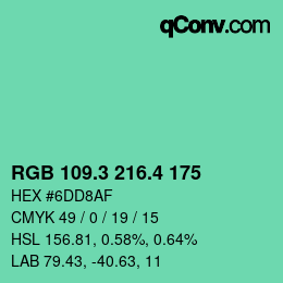 カラーコード: RGB 109.3 216.4 175 | qconv.com