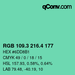 カラーコード: RGB 109.3 216.4 177 | qconv.com