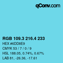 カラーコード: RGB 109.3 216.4 233 | qconv.com