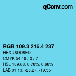 カラーコード: RGB 109.3 216.4 237 | qconv.com