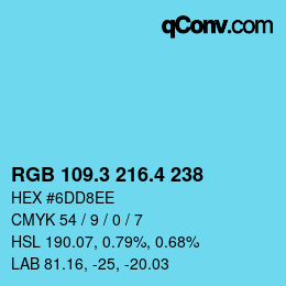 カラーコード: RGB 109.3 216.4 238 | qconv.com