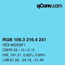 カラーコード: RGB 109.3 216.4 241 | qconv.com