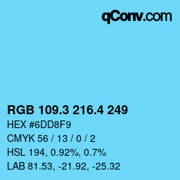 カラーコード: RGB 109.3 216.4 249 | qconv.com