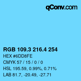 カラーコード: RGB 109.3 216.4 254 | qconv.com