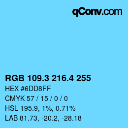 カラーコード: RGB 109.3 216.4 255 | qconv.com