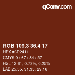 カラーコード: RGB 109.3 36.4 17 | qconv.com