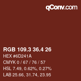 カラーコード: RGB 109.3 36.4 26 | qconv.com